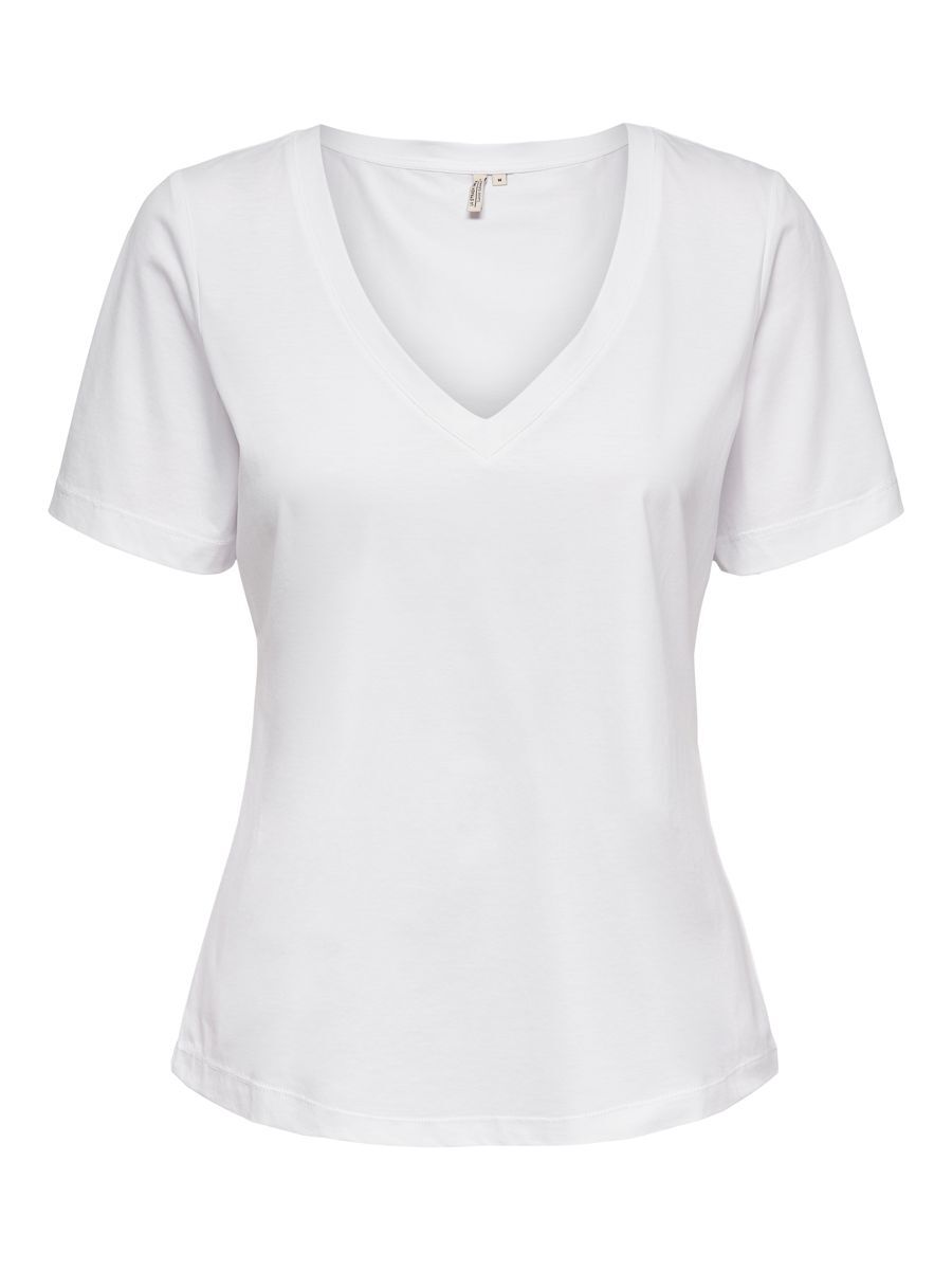 ONLY Einfarbiges V-ausschnitt T-shirt Damen White günstig online kaufen