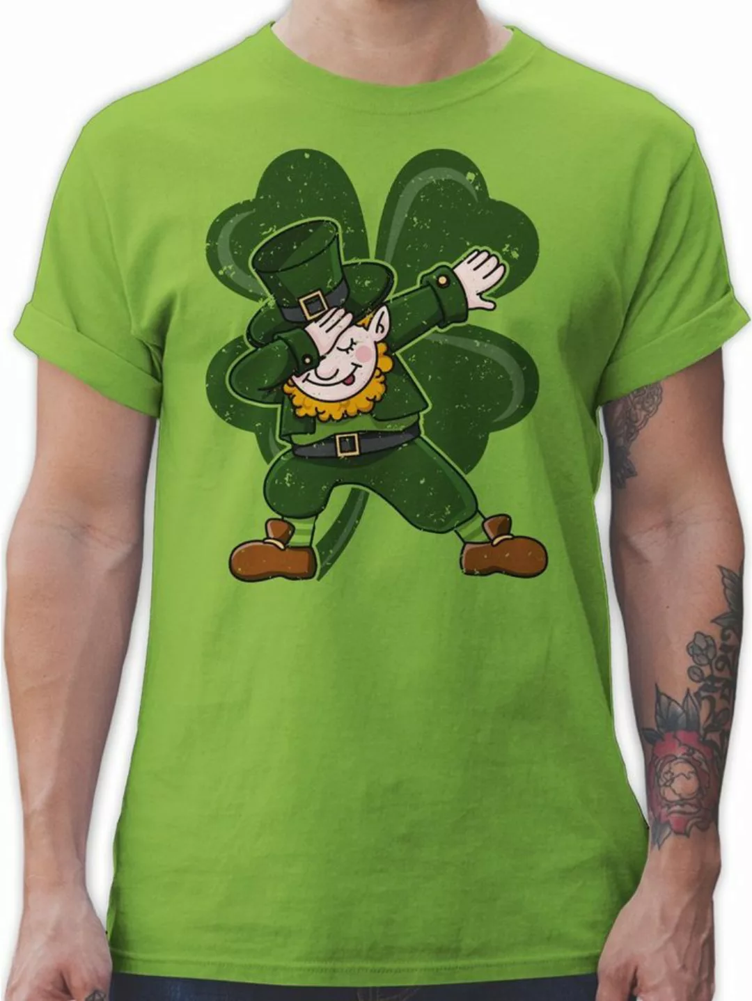 Shirtracer T-Shirt Dabbing Leprechaun mit Kleeblatt St. Patricks Day günstig online kaufen