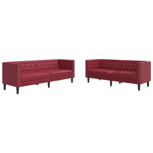 vidaXL Sofa 2-tlg. Chesterfield-Sofa-Set Weinrot Kunstleder günstig online kaufen