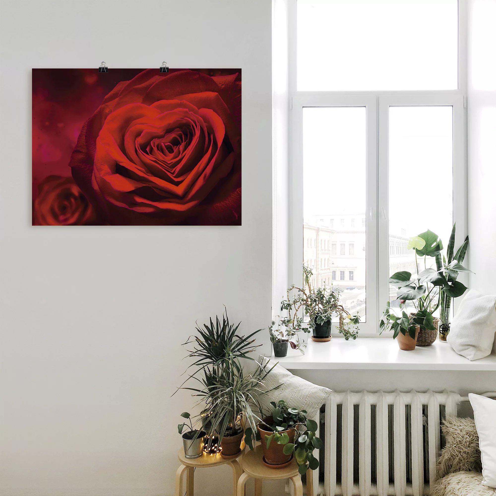Artland Wandbild »Valentinseinladung mit Herzen und Rosen«, Blumen, (1 St.) günstig online kaufen