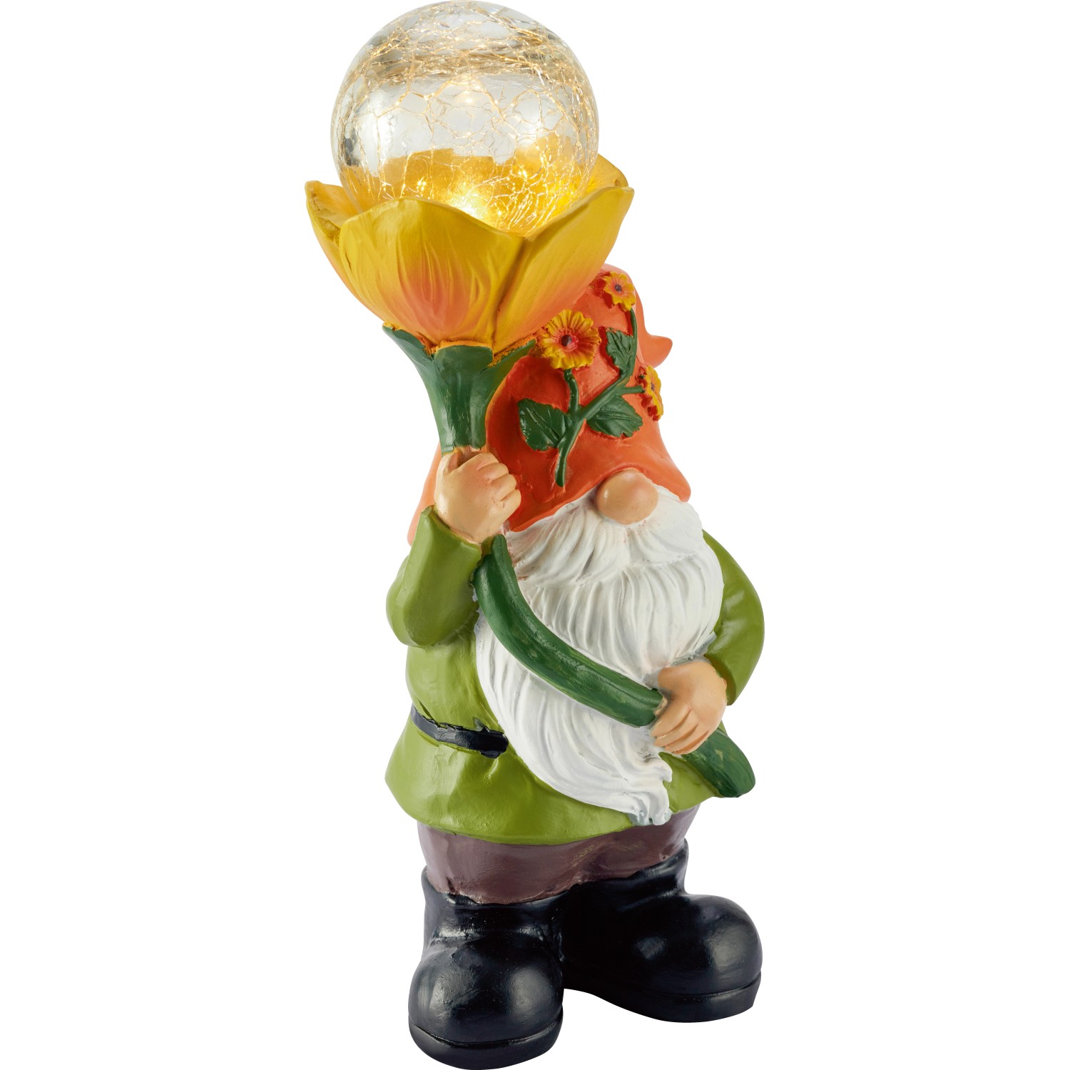 LED Solar-Dekoleuchte Zwerg 10 cm x 8,5 cm x 24 cm Orange günstig online kaufen