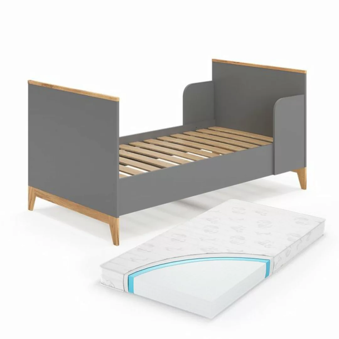 VitaliSpa® Kinderbett Malia, Grau/Eiche, 80x160 cm mit Matratze günstig online kaufen