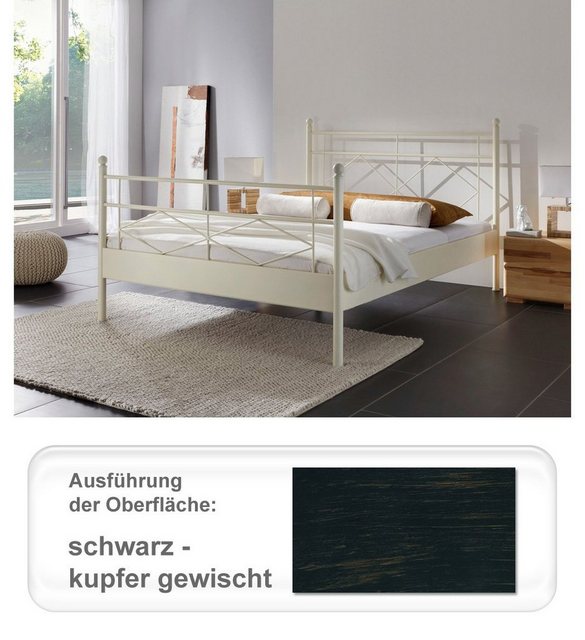 expendio Metallbett Vesna, 90 x 200 cm schwarz - kupfer gewischt günstig online kaufen