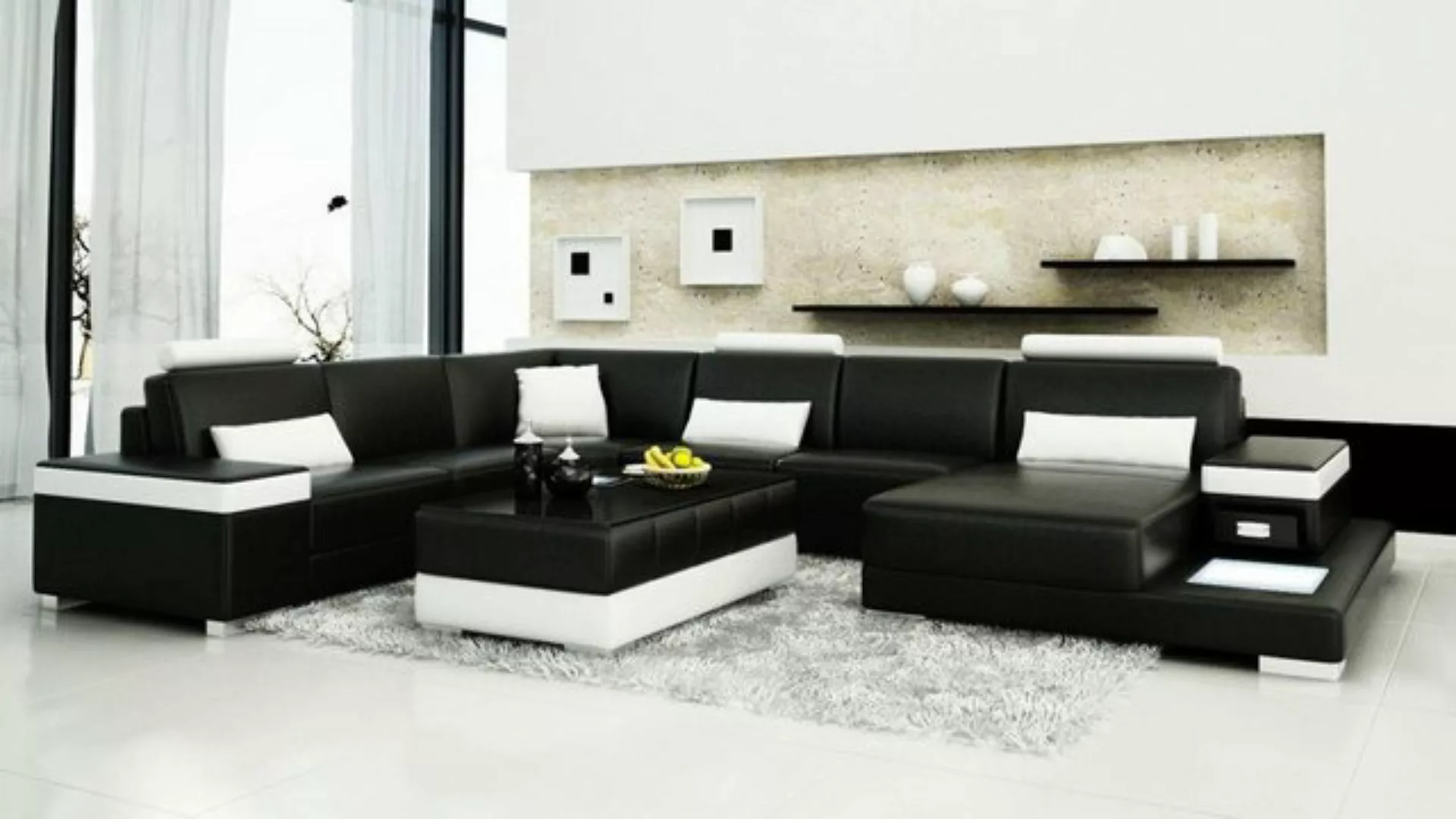 JVmoebel Ecksofa, Ledersofa Designer Sofa U Form Wohnlandschaft Couch Polst günstig online kaufen