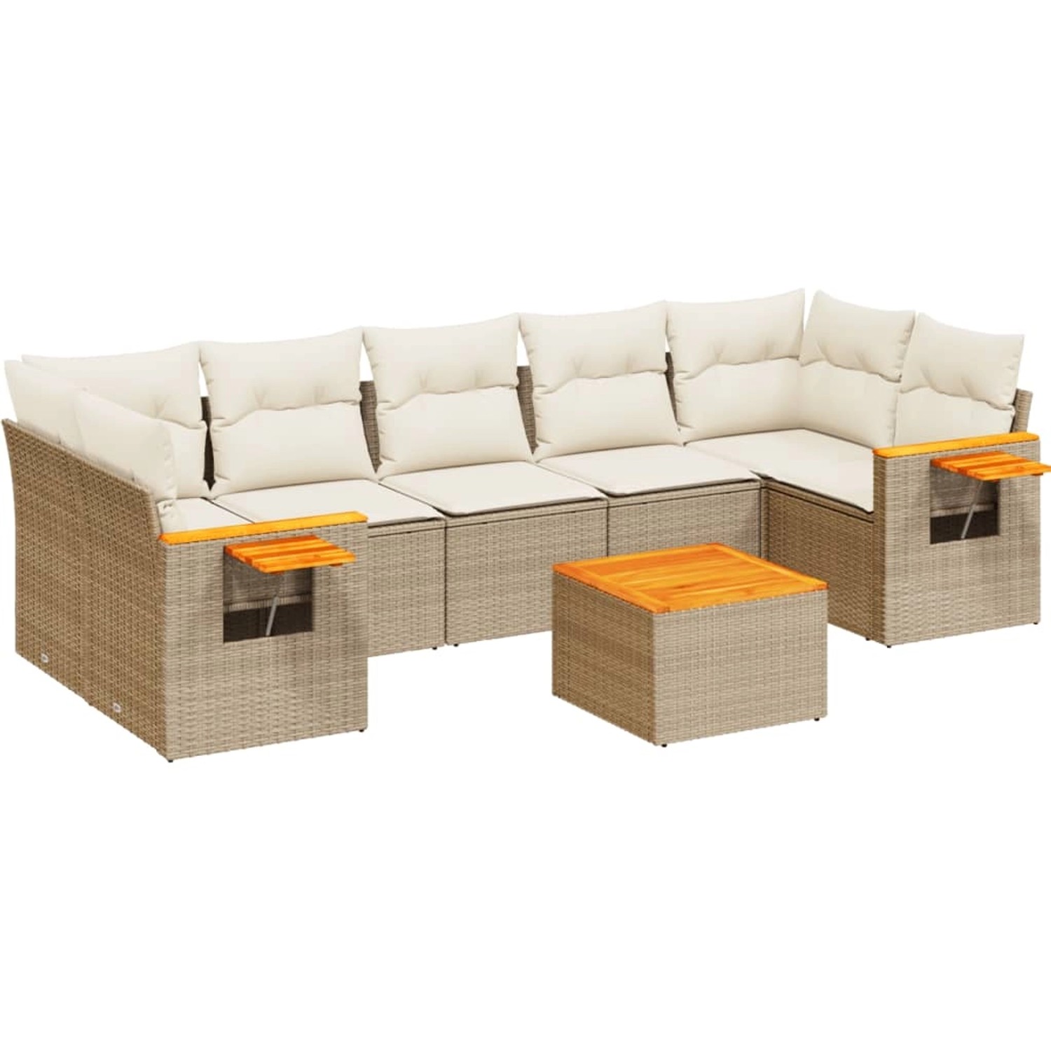 vidaXL 8-Tlg Garten-Sofagarnitur mit Kissen Beige Poly Rattan 3259055 günstig online kaufen