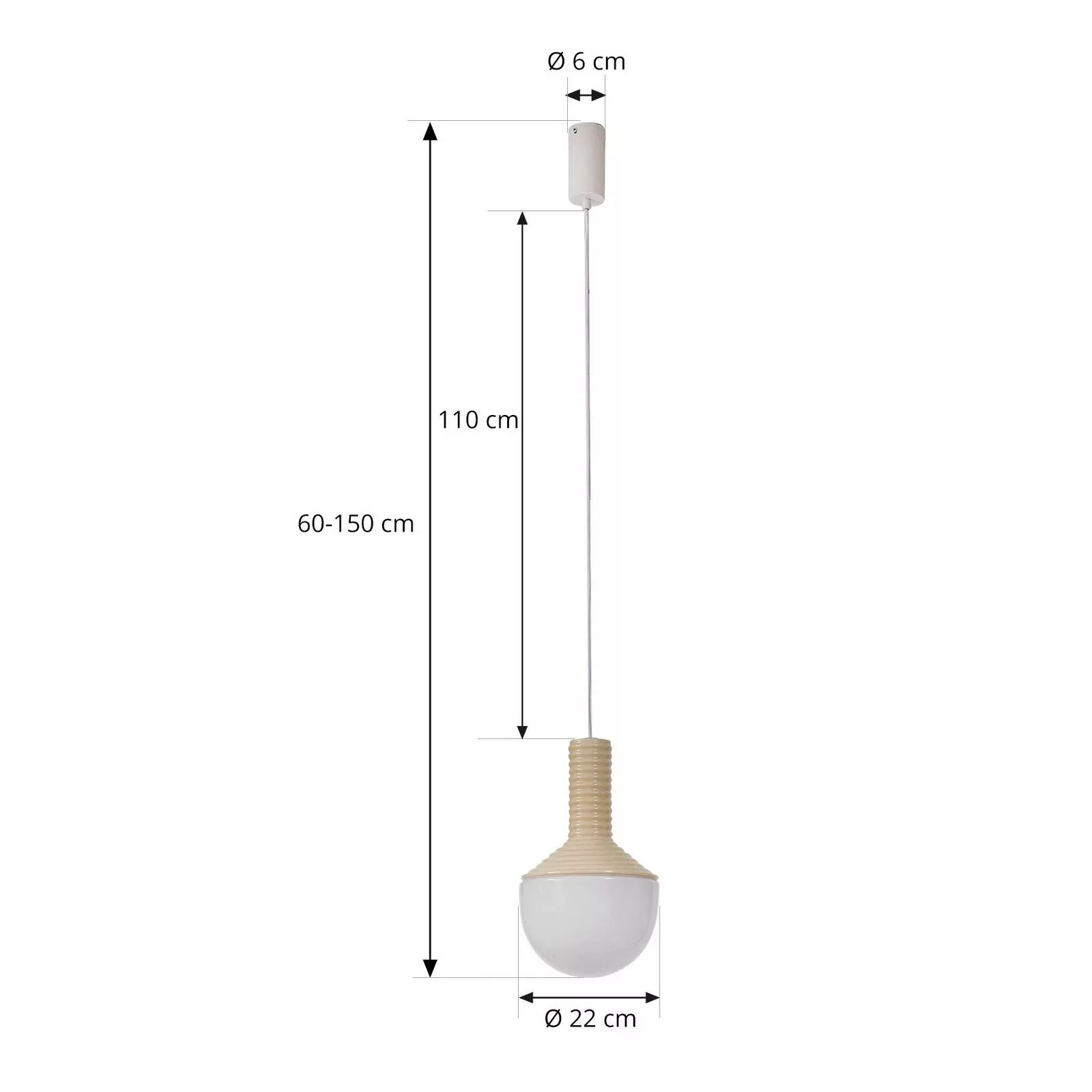 Lucande Hängeleuchte Florine, beige/opal, Keramik, Glas günstig online kaufen