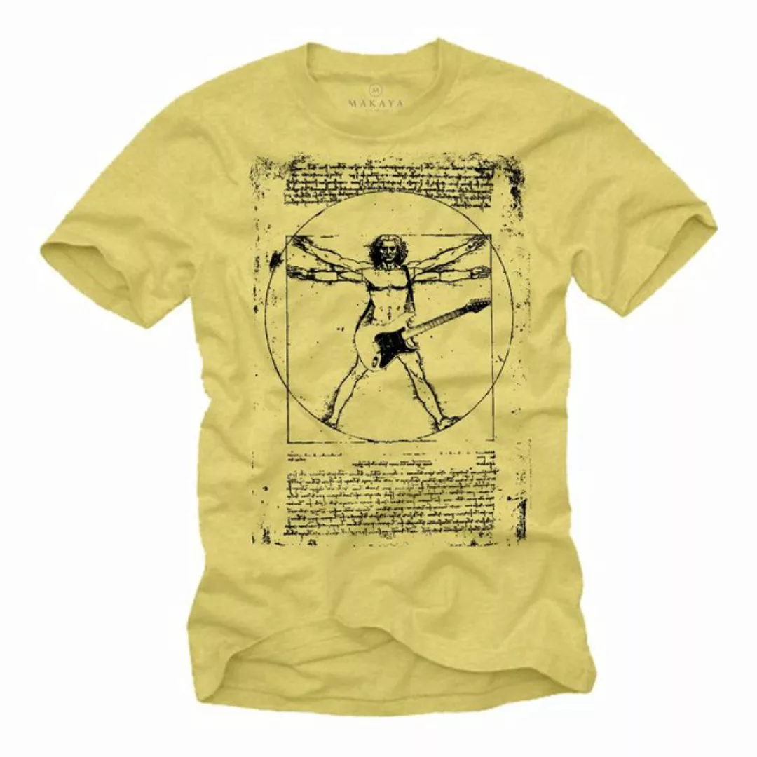 MAKAYA Print-Shirt Gitarre Herren Musik Bandshirt Da Vinci T-Shirt Geschenk günstig online kaufen