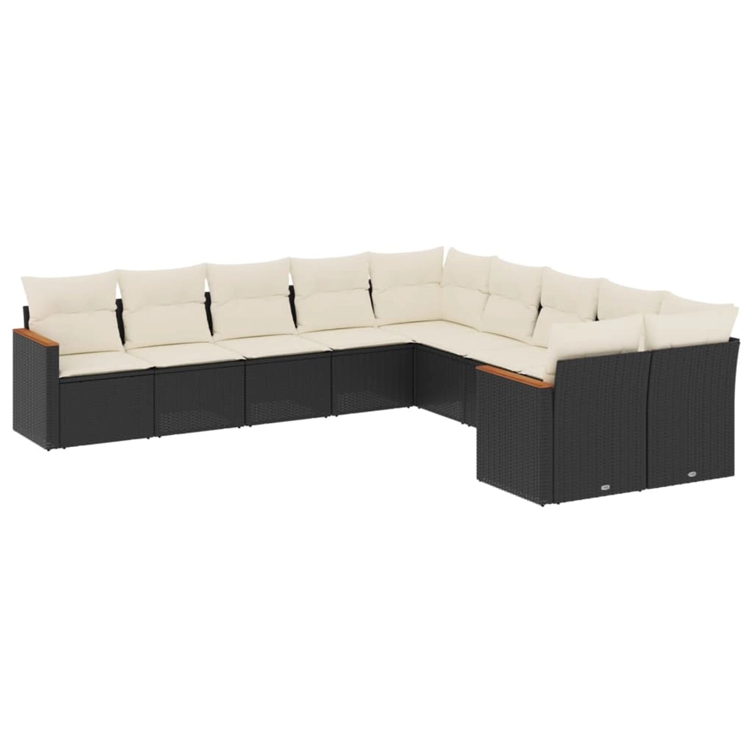 vidaXL 10-Tlg Garten-Sofagarnitur mit Kissen Schwarz Poly Rattan 3226350 günstig online kaufen