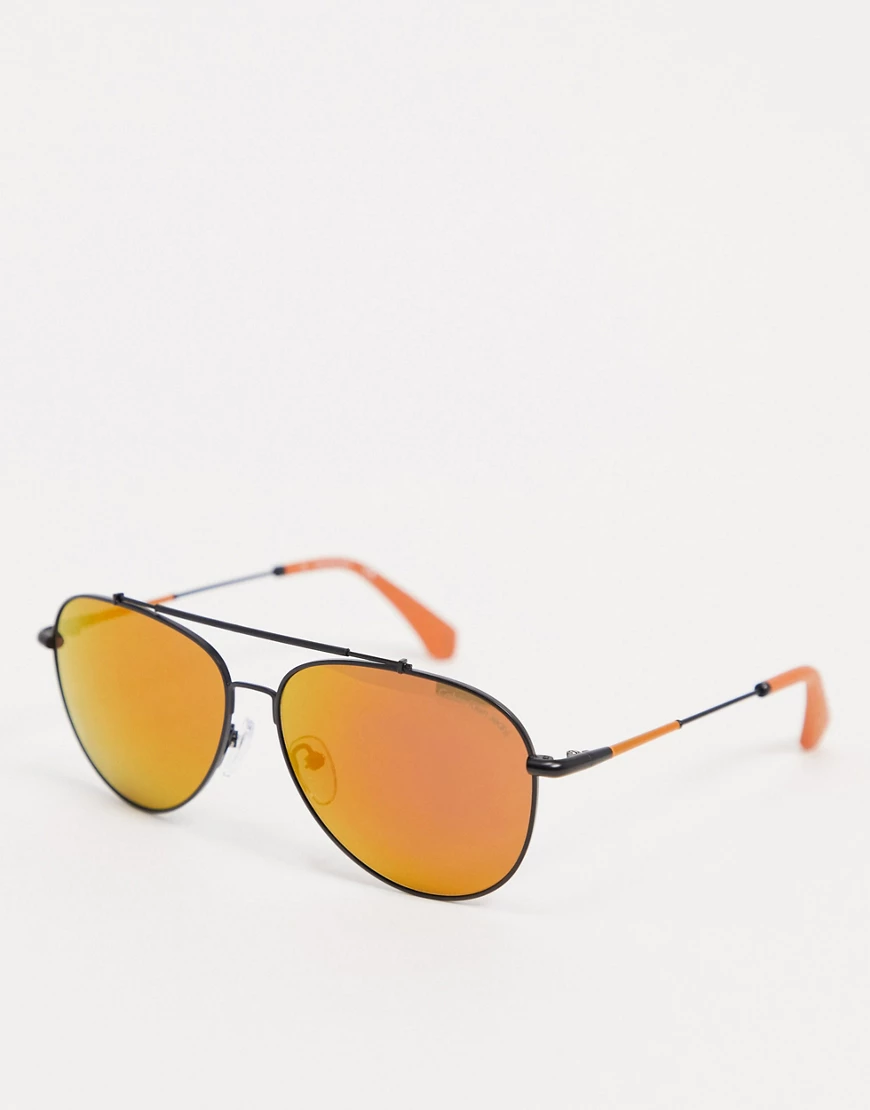 Calvin Klein – CKJ164S – Pilotensonnenbrille in Mattschwarz günstig online kaufen