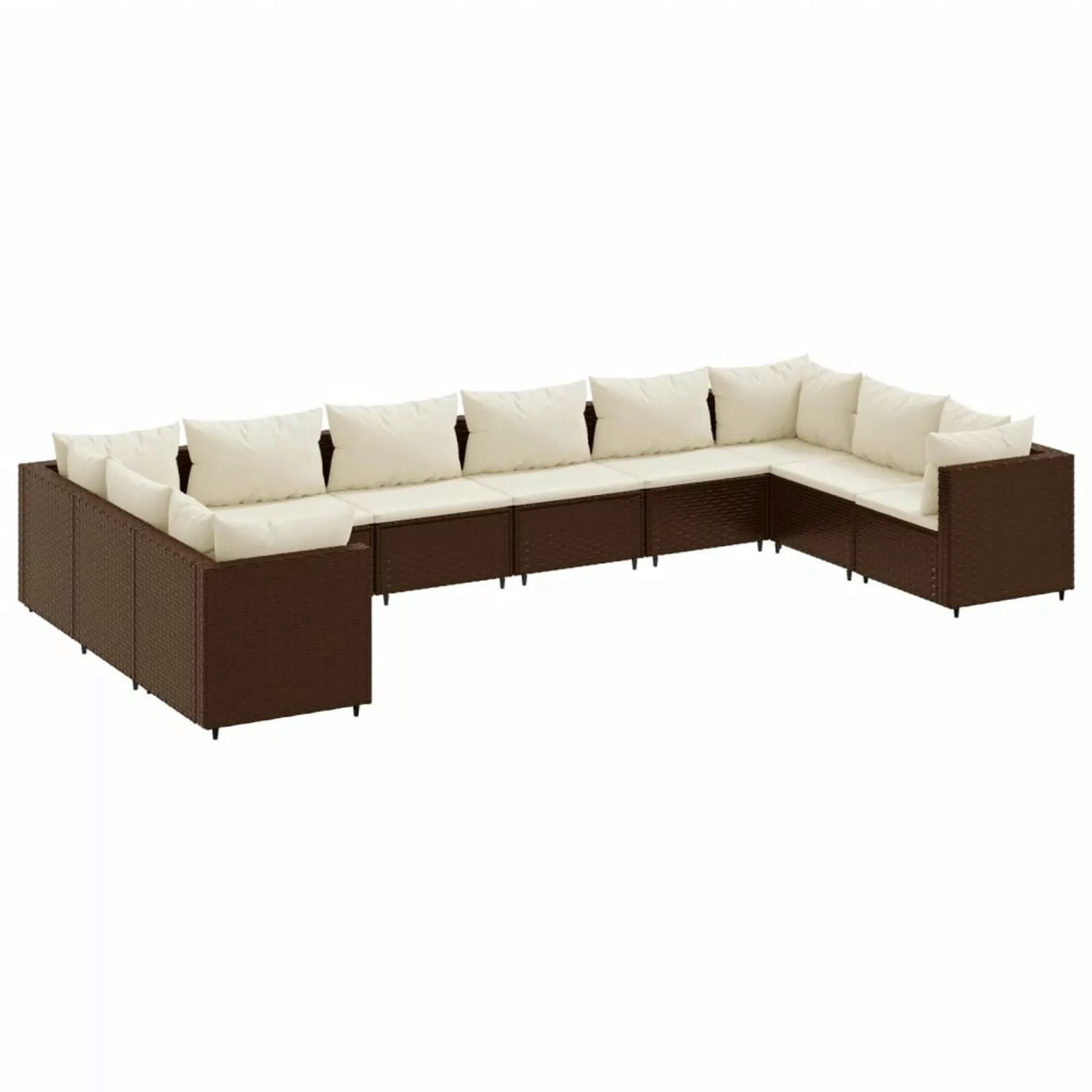 vidaXL 10-tlg Garten-Lounge-Set mit Kissen Braun Poly Rattan Modell 31 günstig online kaufen