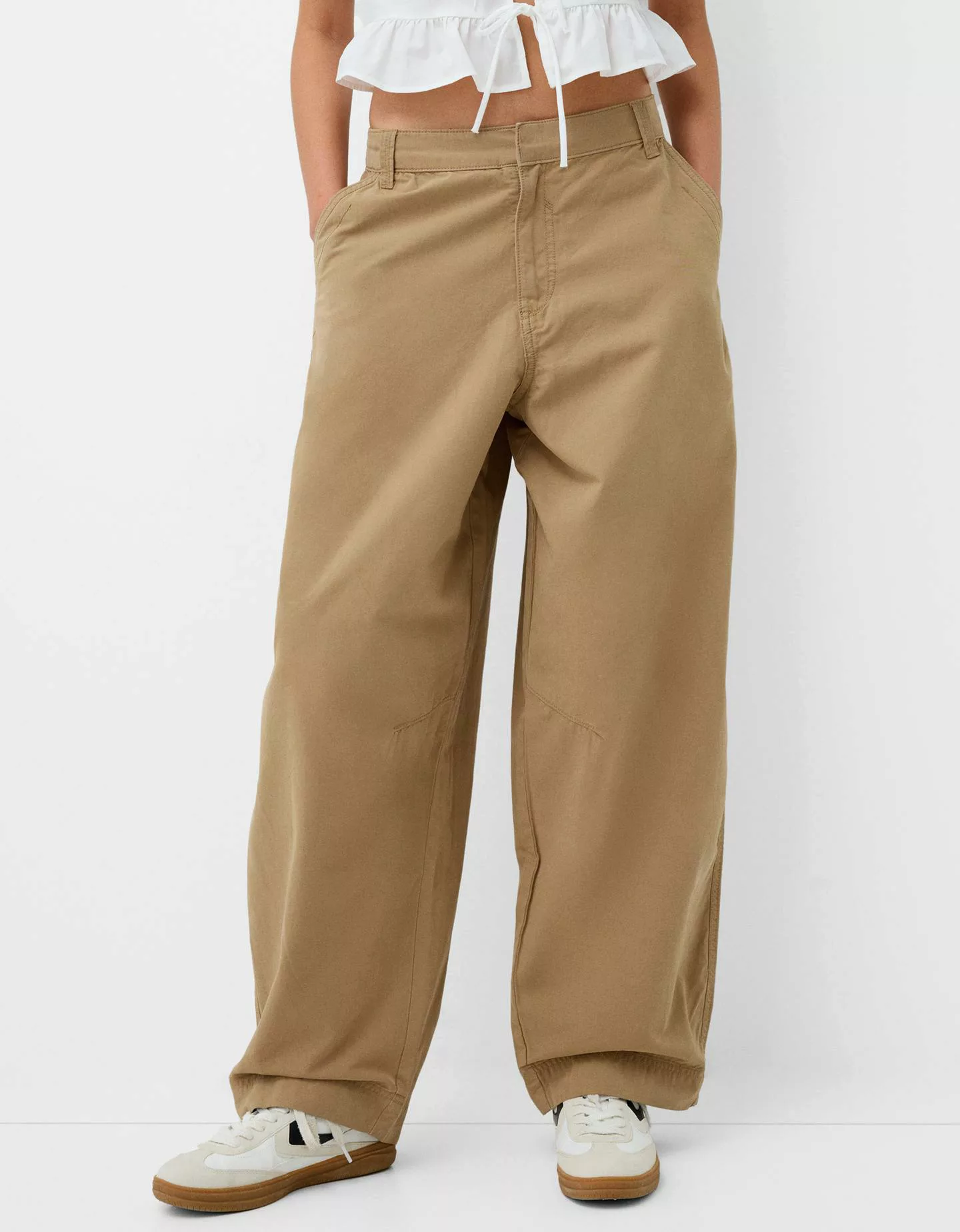 Bershka Balloon-Hose Aus Baumwolle Damen 40 Camel günstig online kaufen