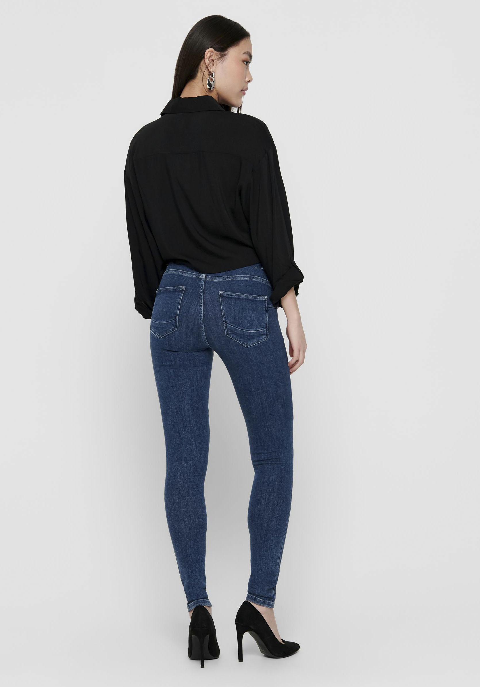 Only Damen Jeans ONLPOWER MID PUSH UP SK JEA REA3223 - Skinny Fit - Blau - günstig online kaufen