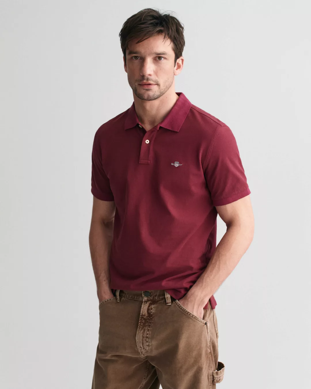 Gant Poloshirt "REG SHIELD SS PIQUE POLO", mit Logo und Flachstrickkragen 1 günstig online kaufen