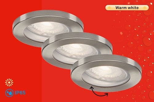 Briloner LED-Einbaustrahler 3er-Set Nickel Matt IP 65 günstig online kaufen