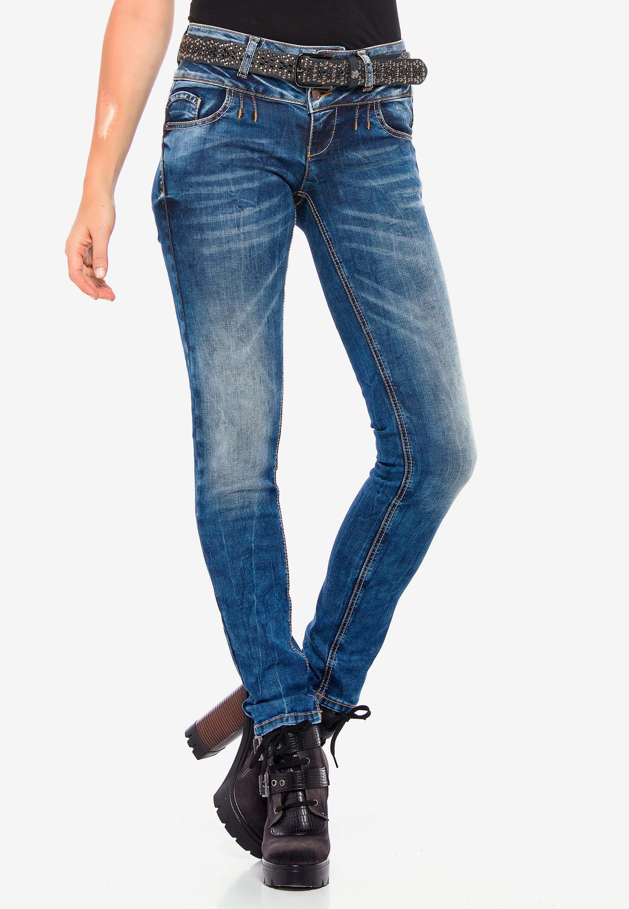 Cipo & Baxx Slim-fit-Jeans, mit coolem Doppel-Bund in Skinny Fit günstig online kaufen