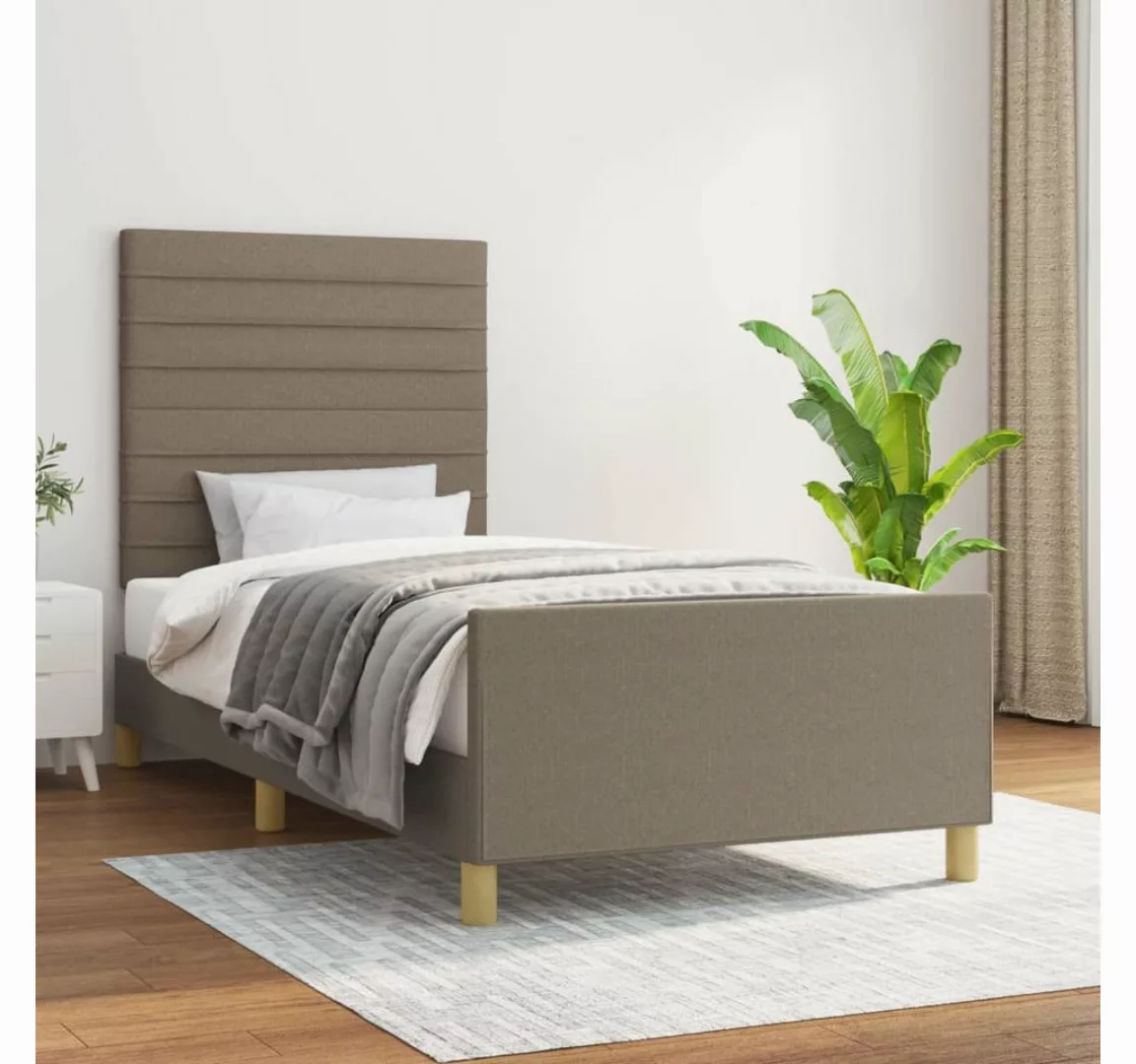 vidaXL Bett, Bettgestell ohne Matratze Taupe 100x200 cm Stoff günstig online kaufen