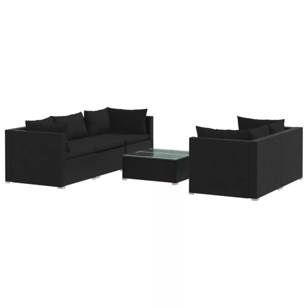 Vidaxl 6-tlg. Garten-lounge-set Mit Kissen Poly Rattan Schwarz günstig online kaufen