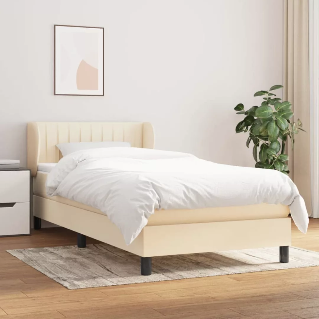 Vidaxl Boxspringbett Mit Matratze Creme 90x200 Cm Stoff günstig online kaufen