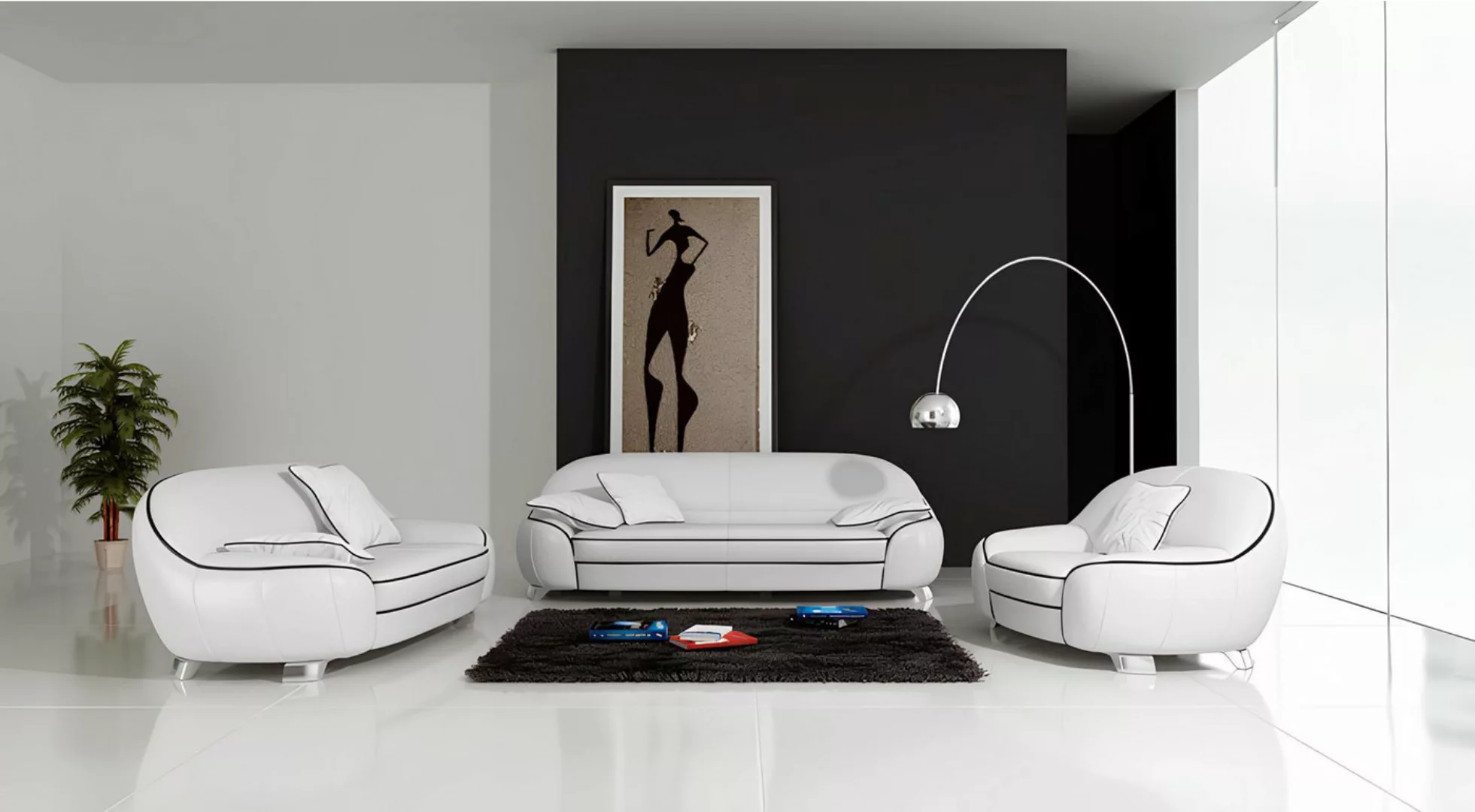 Xlmoebel Sofa Modernes Design-Sofa aus Leder in Wohnlandschaft mit 3+2+1 Si günstig online kaufen