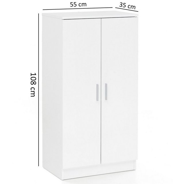 FINEBUY Schuhschrank SuVa11680_1 (mit 2 Türen Weiß 55x108x35 cm, Schuhregal günstig online kaufen