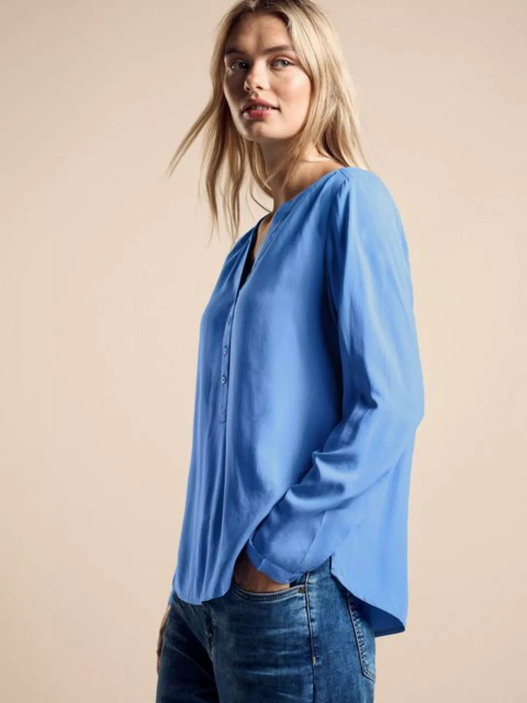 STREET ONE Klassische Bluse Street One Uni Basic Bluse in Marina Blue (1-tl günstig online kaufen