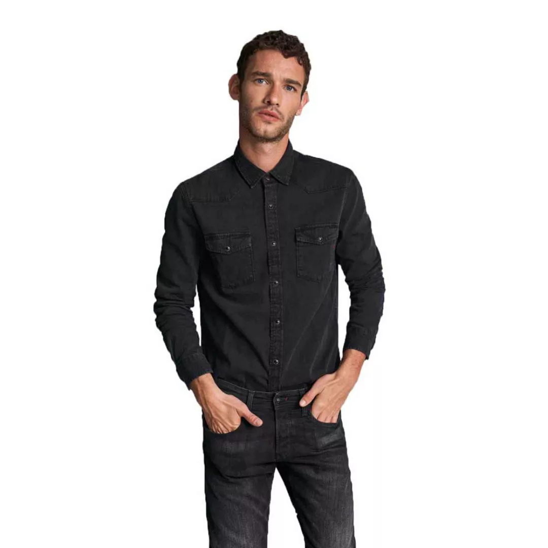 Salsa Jeans Slim Fit Denim Langarm Hemd XL Black günstig online kaufen