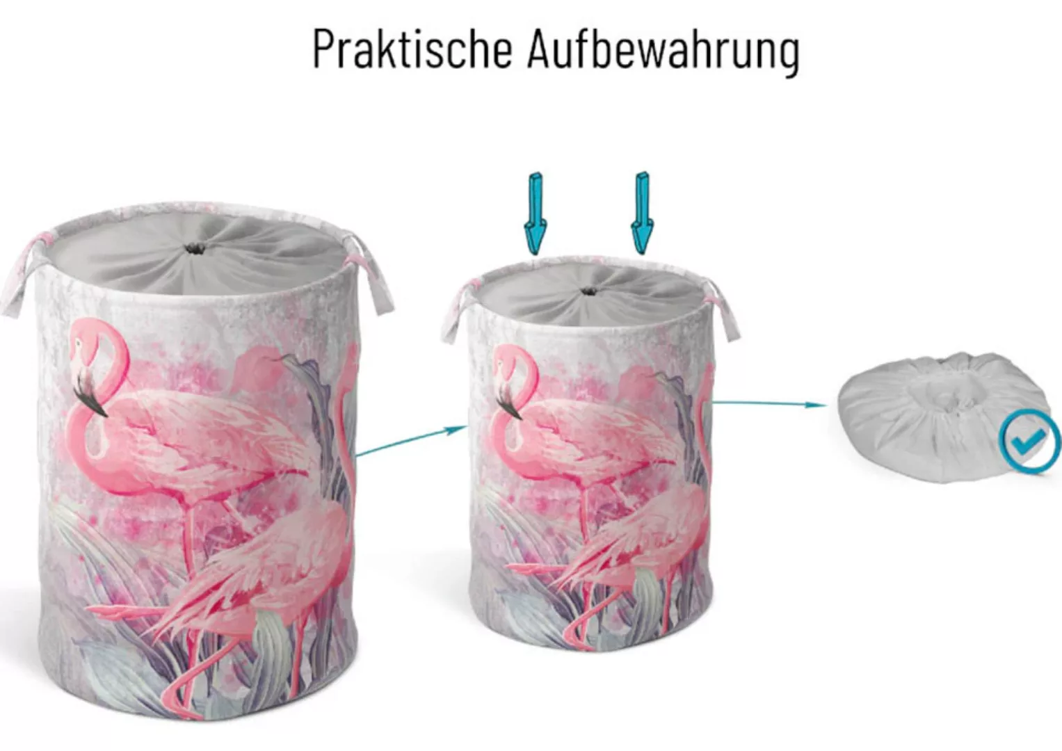 Sanilo Wäschekorb »Flamingo«, kräftige Farben, samtweiche Oberfläche, mit D günstig online kaufen