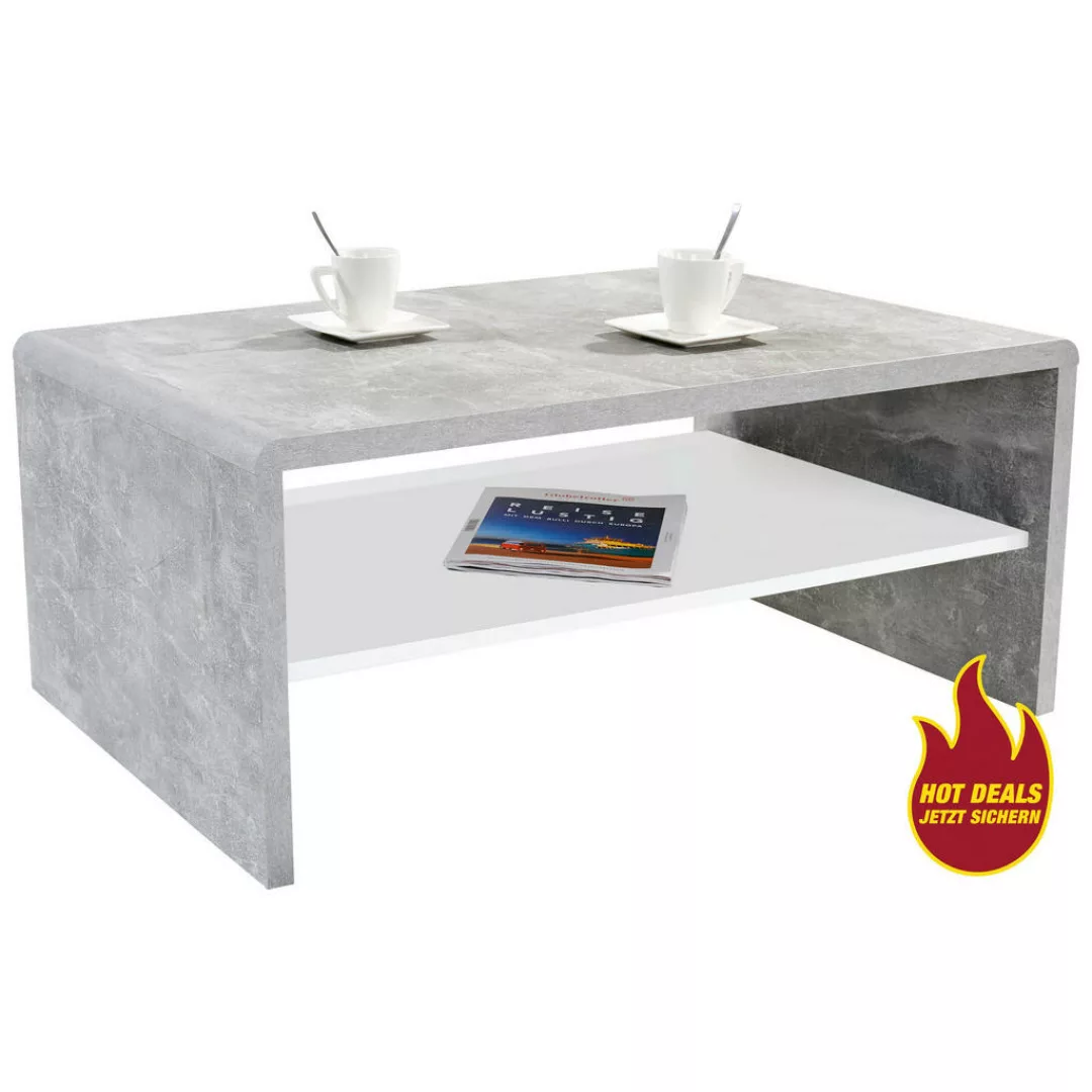 Couchtisch Cala Luna C4T02 Beton Optik Alpinweiß Nachbildung B/H/T: ca. 100 günstig online kaufen