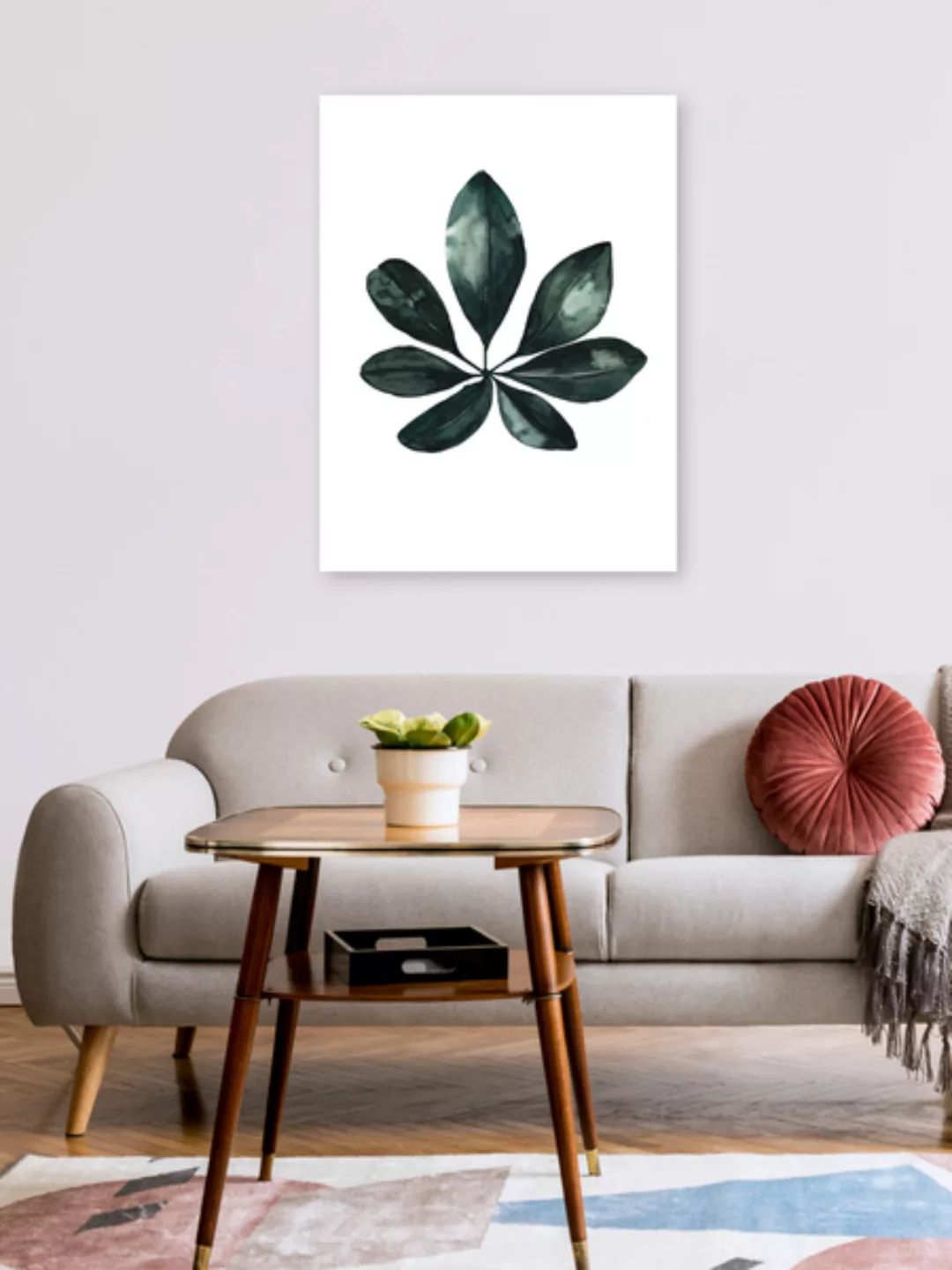 Poster / Leinwandbild - Mantika Botanical Schefflera Blatt günstig online kaufen
