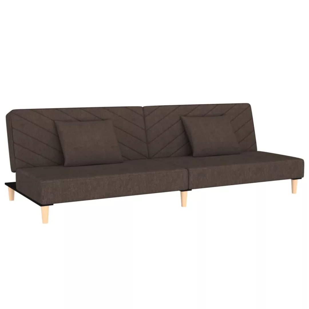 Schlafsofa 2-sitzer Mit 2 Kissen Dunkelbraun Stoff günstig online kaufen