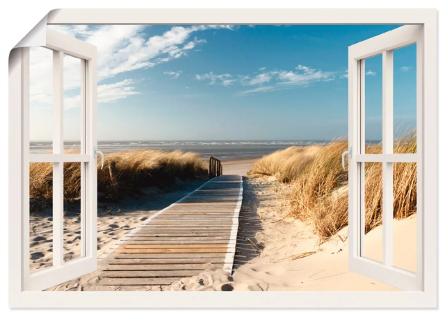 Artland Wandbild "Fensterblick Nordseestrand auf Langeoog", Fensterblick, ( günstig online kaufen