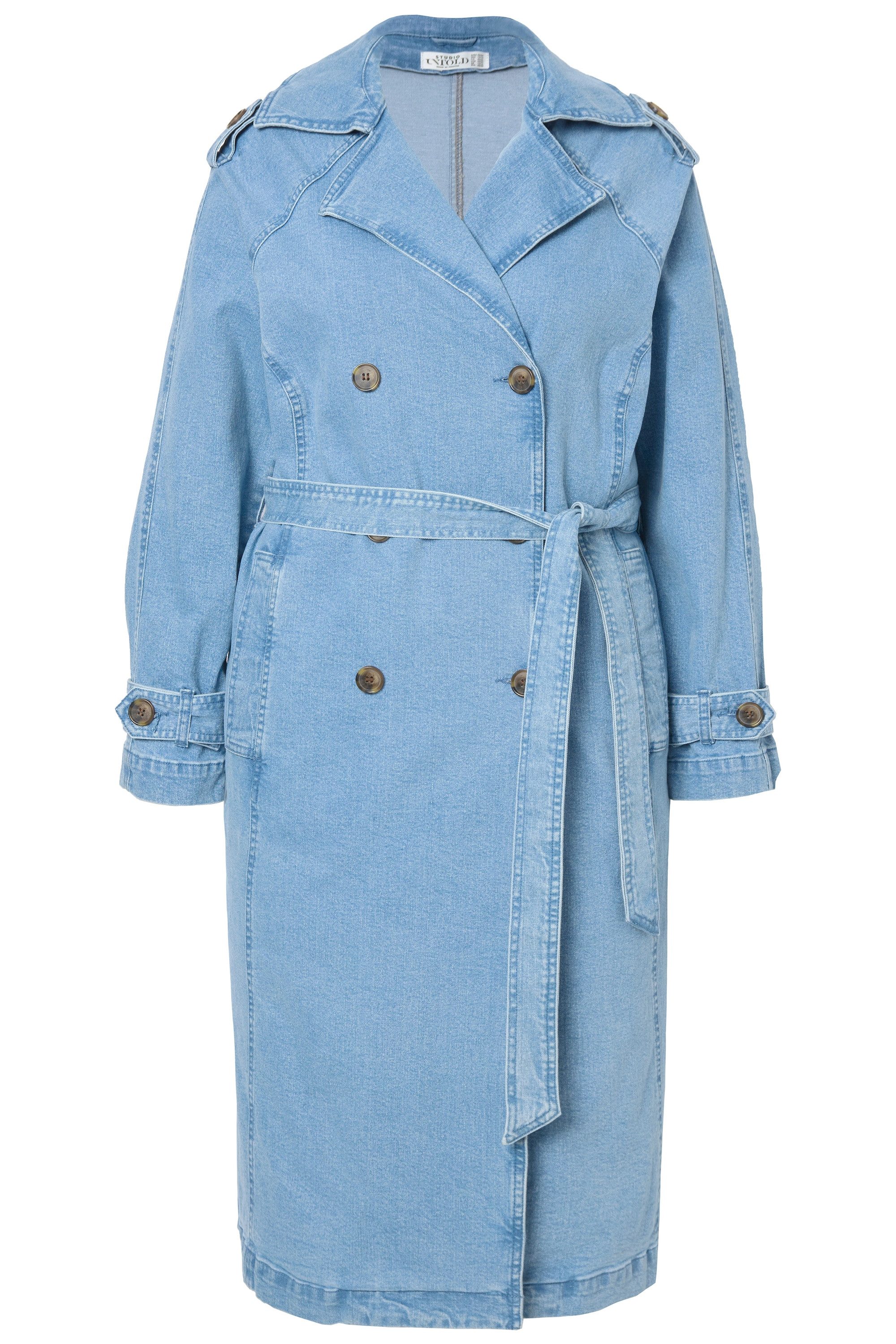 Studio Untold Wintermantel Jeans-Trenchcoat A-Linie Revers günstig online kaufen