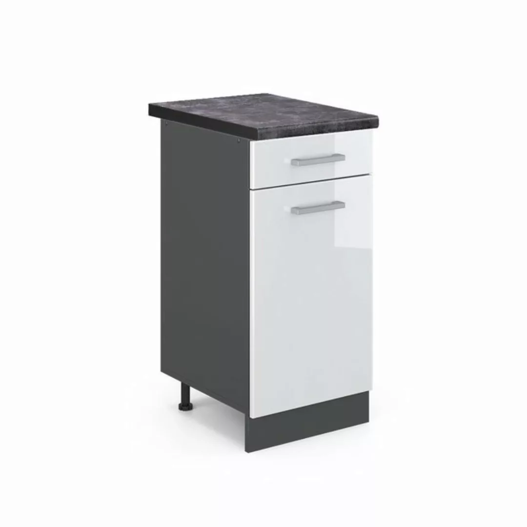 Vicco Unterschrank R-Line, Weiß Hochglanz/Anthrazit, 40 cm, AP Anthrazit günstig online kaufen