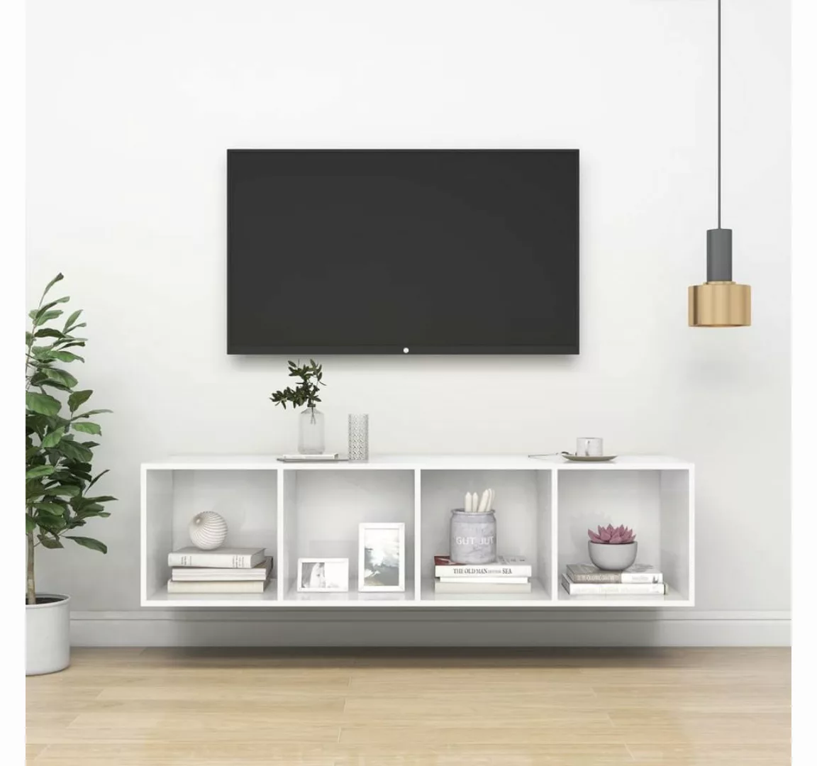 furnicato TV-Schrank TV-Wandschrank Hochglanz-Weiß 37x37x142,5 cm Holzwerks günstig online kaufen