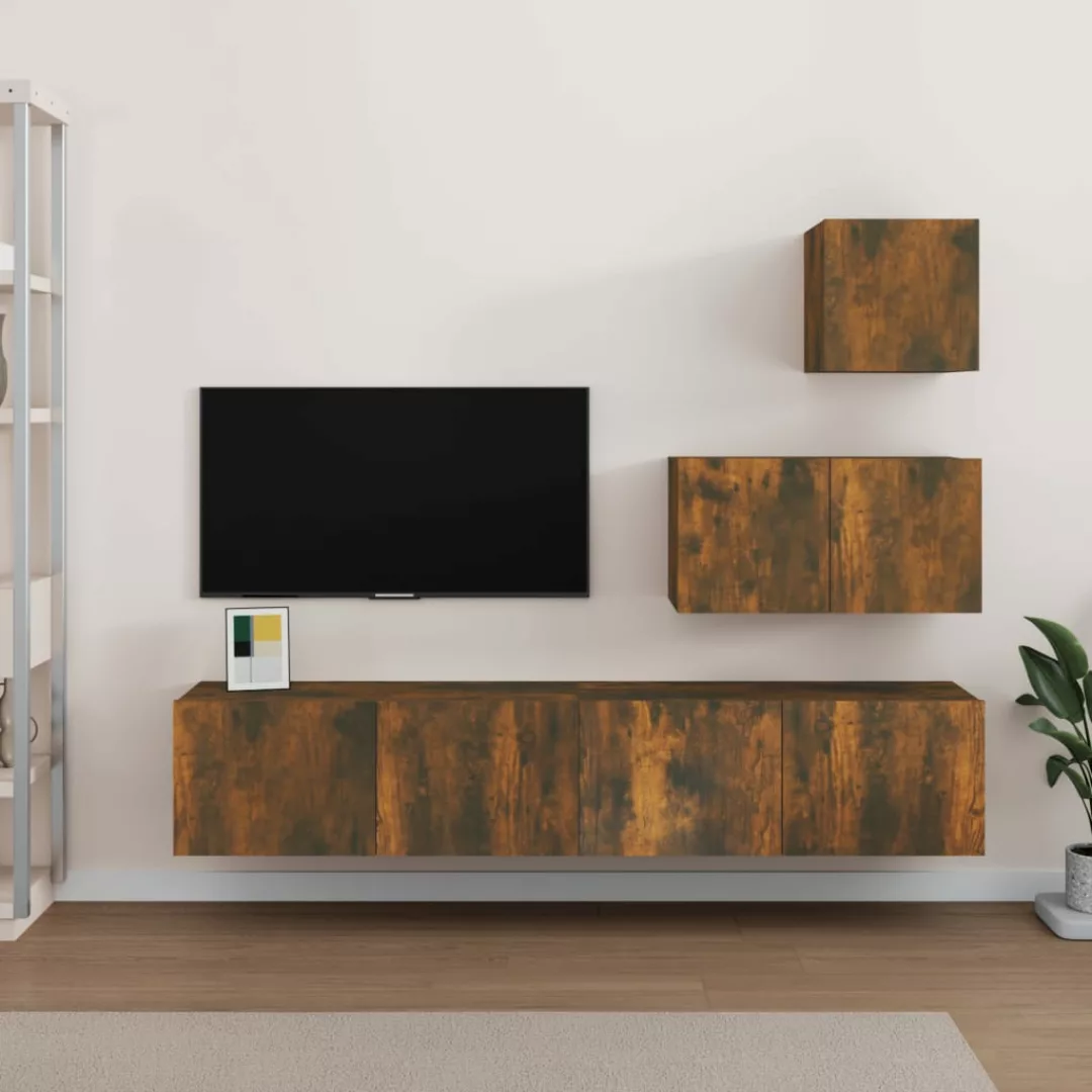 Vidaxl 4-tlg. Tv-schrank-set Räuchereiche Holzwerkstoff günstig online kaufen