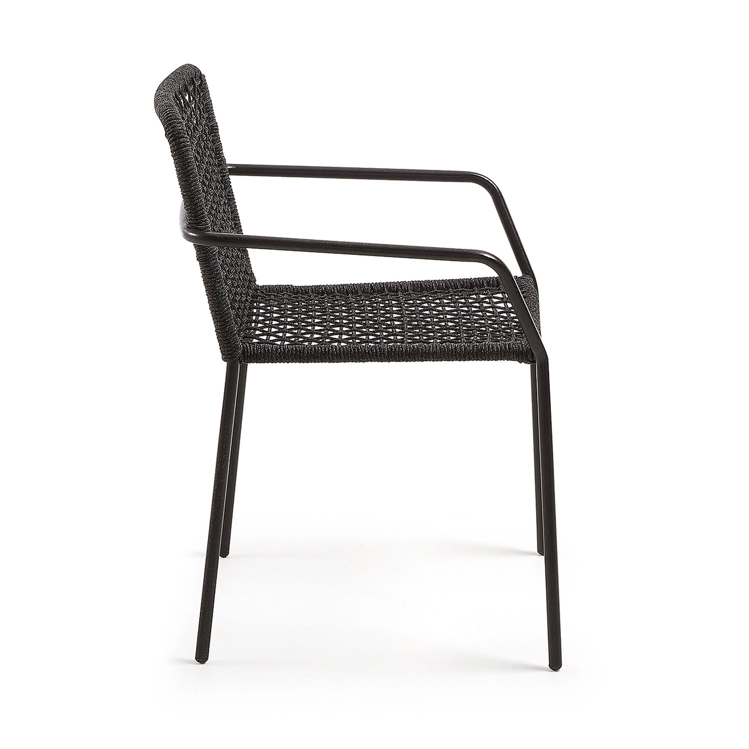 Natur24 4-er Set Stuhl Ellen 56 x 80 x 60 cm Seil Stahl Schwarz Sitzgarnitu günstig online kaufen