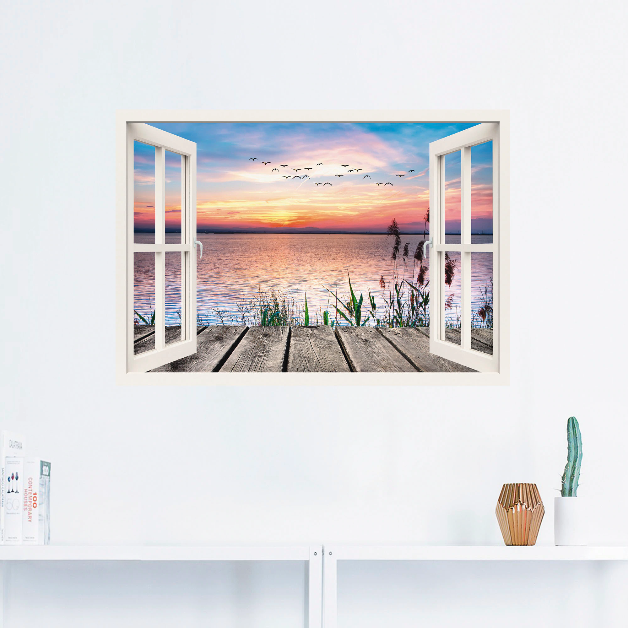 Artland Wandbild »See in den Farben der Wolken«, Fensterblick, (1 St.), als günstig online kaufen