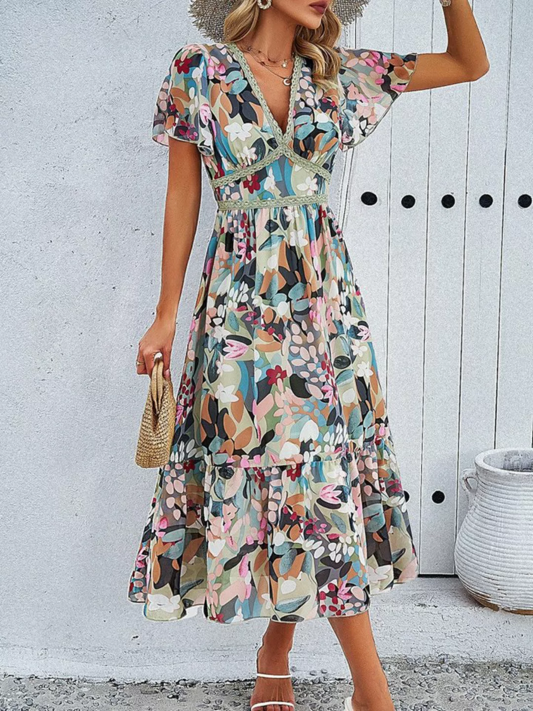 DEBAIJIA Dirndl Sommerkleid Damen Frauen Bedruckter Kleid lässiger Mode günstig online kaufen