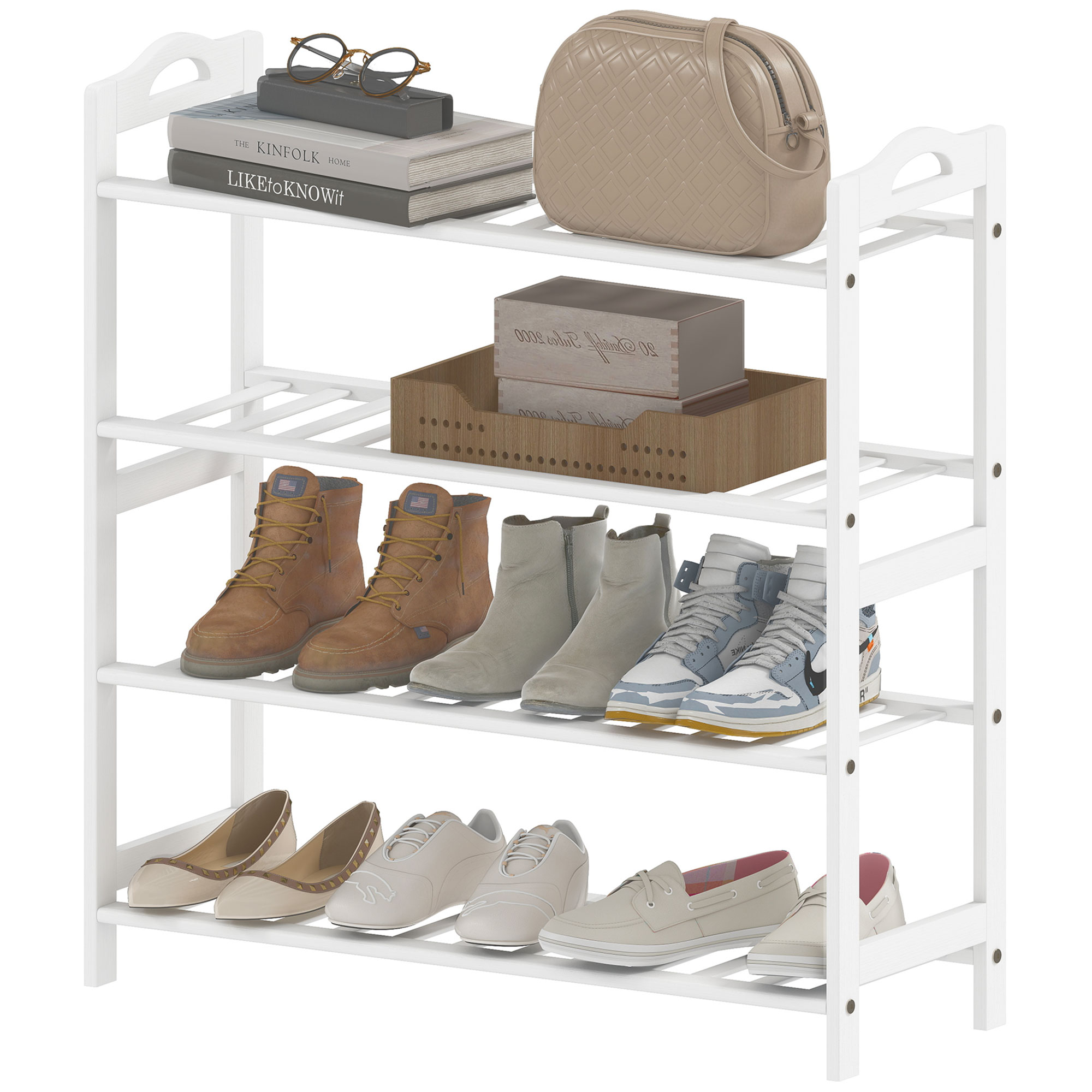 HOMCOM Bambus-Schuhregal mit 4 Ebenen für 12 Paar Schuhe für Eingangsbereic günstig online kaufen