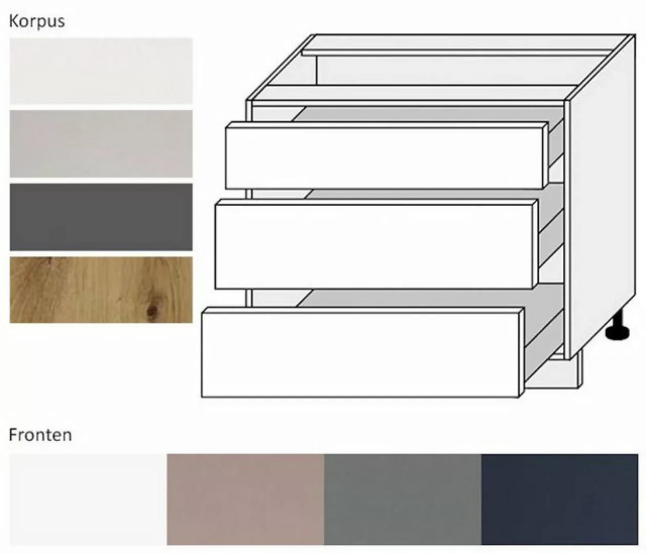 Feldmann-Wohnen Unterschrank Bonn (1-St) 90cm Front- & Korpusfarbe wählbar günstig online kaufen