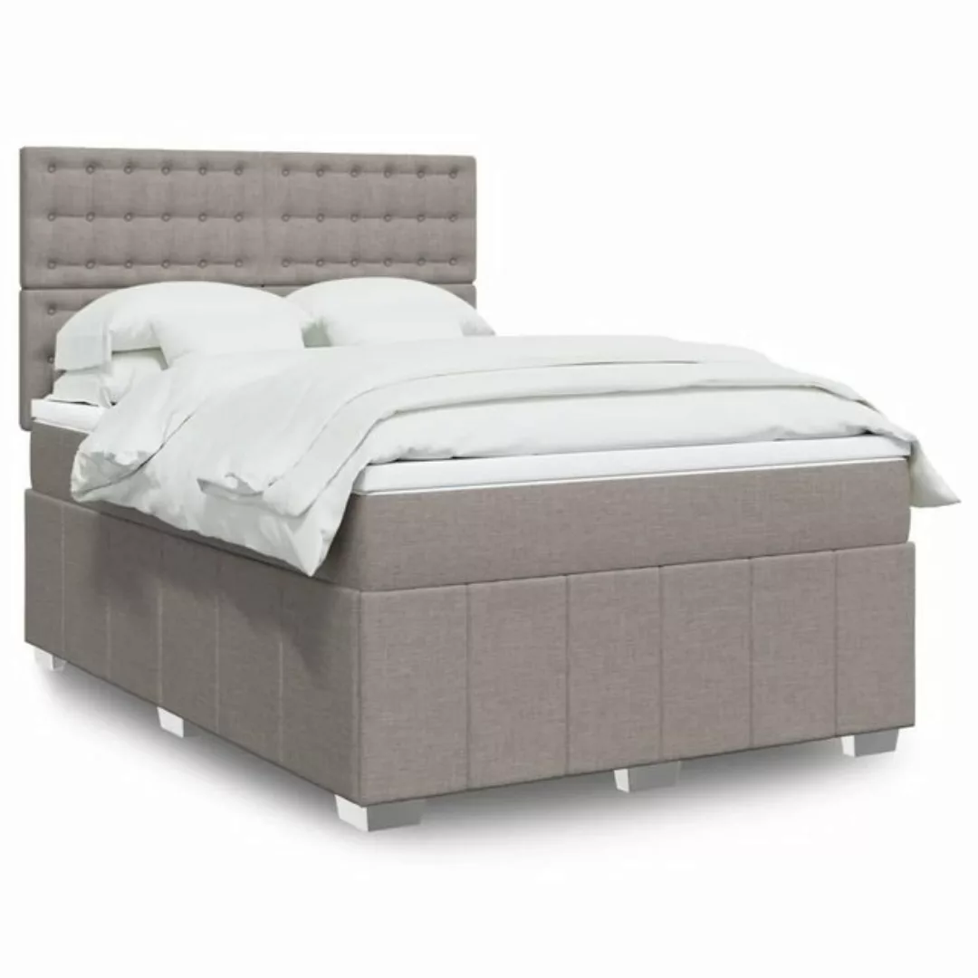 vidaXL Boxspringbett, Boxspringbett mit Matratze Taupe 160x200 cm Stoff günstig online kaufen