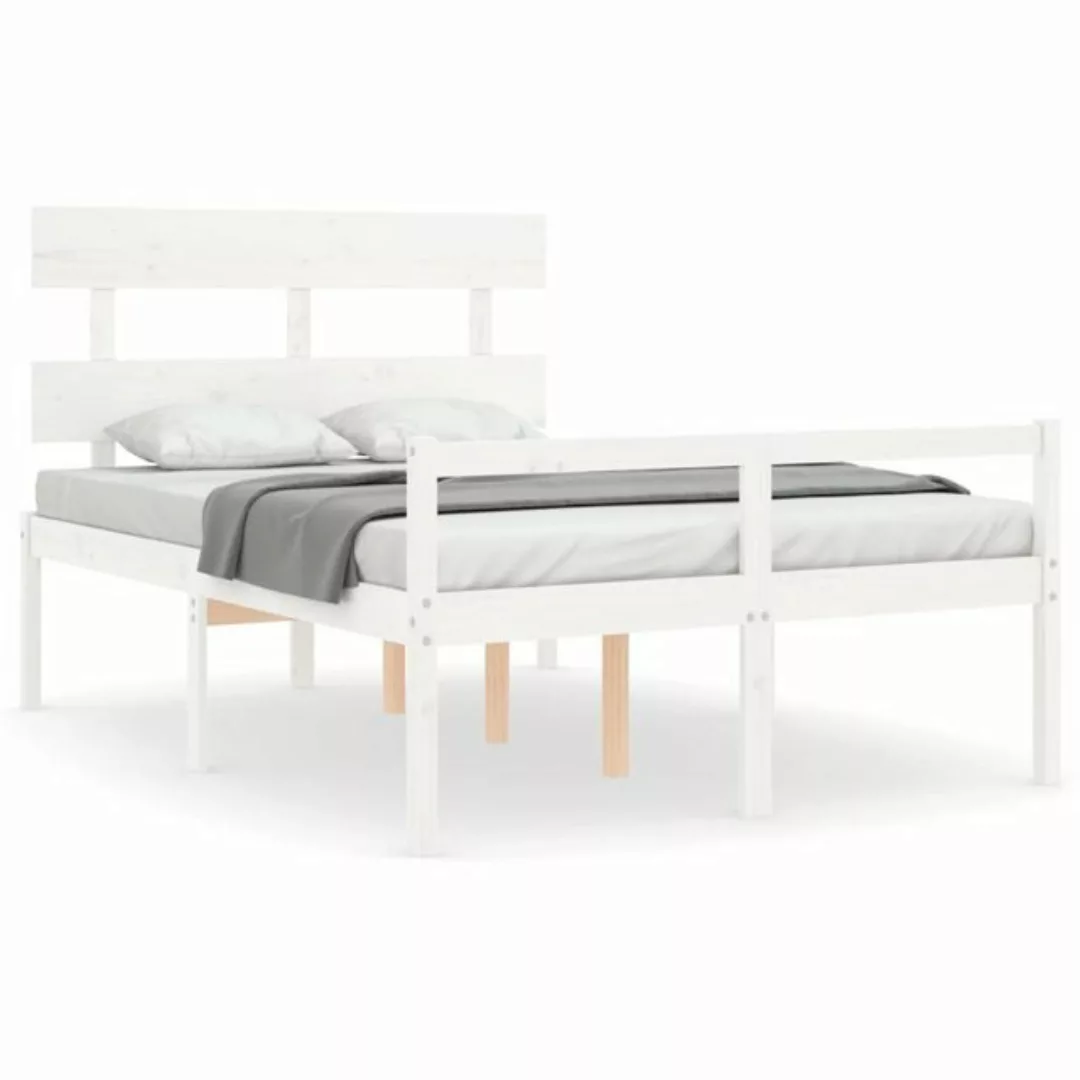 furnicato Bett Seniorenbett mit Kopfteil 140x190 cm Weiß Massivholz günstig online kaufen