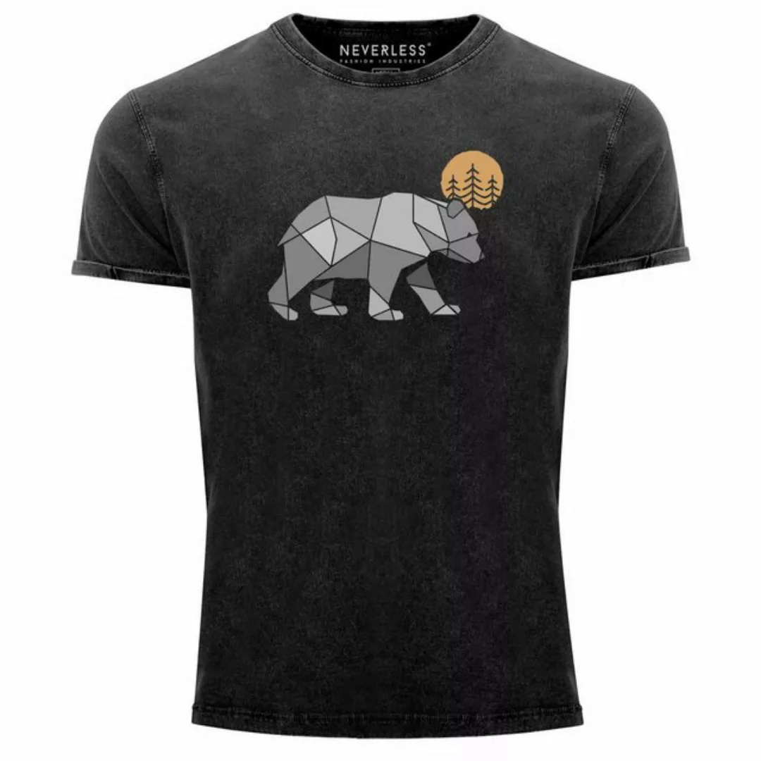 Neverless Print-Shirt Herren Vintage Shirt Polygon Bär Mond Outdoor Wandern günstig online kaufen