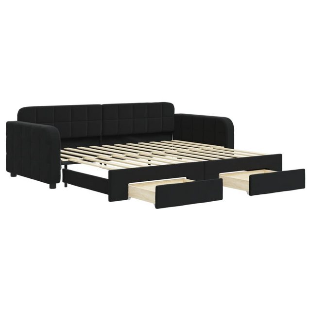 vidaXL Gästebett Tagesbett Ausziehbar mit Schubladen Schwarz 90x200 cm Samt günstig online kaufen