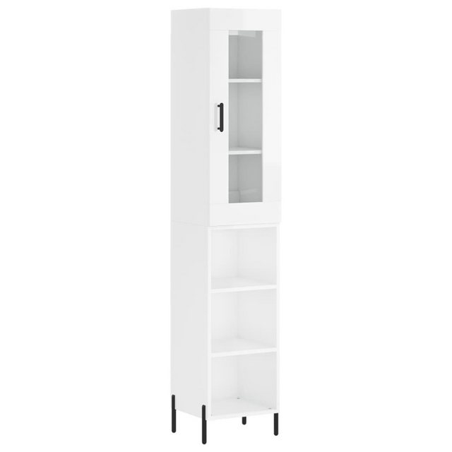 vidaXL Vitrine Highboard Hochglanz-Weiß 34,5x34x180 cm Spanplatte Glas Vitr günstig online kaufen