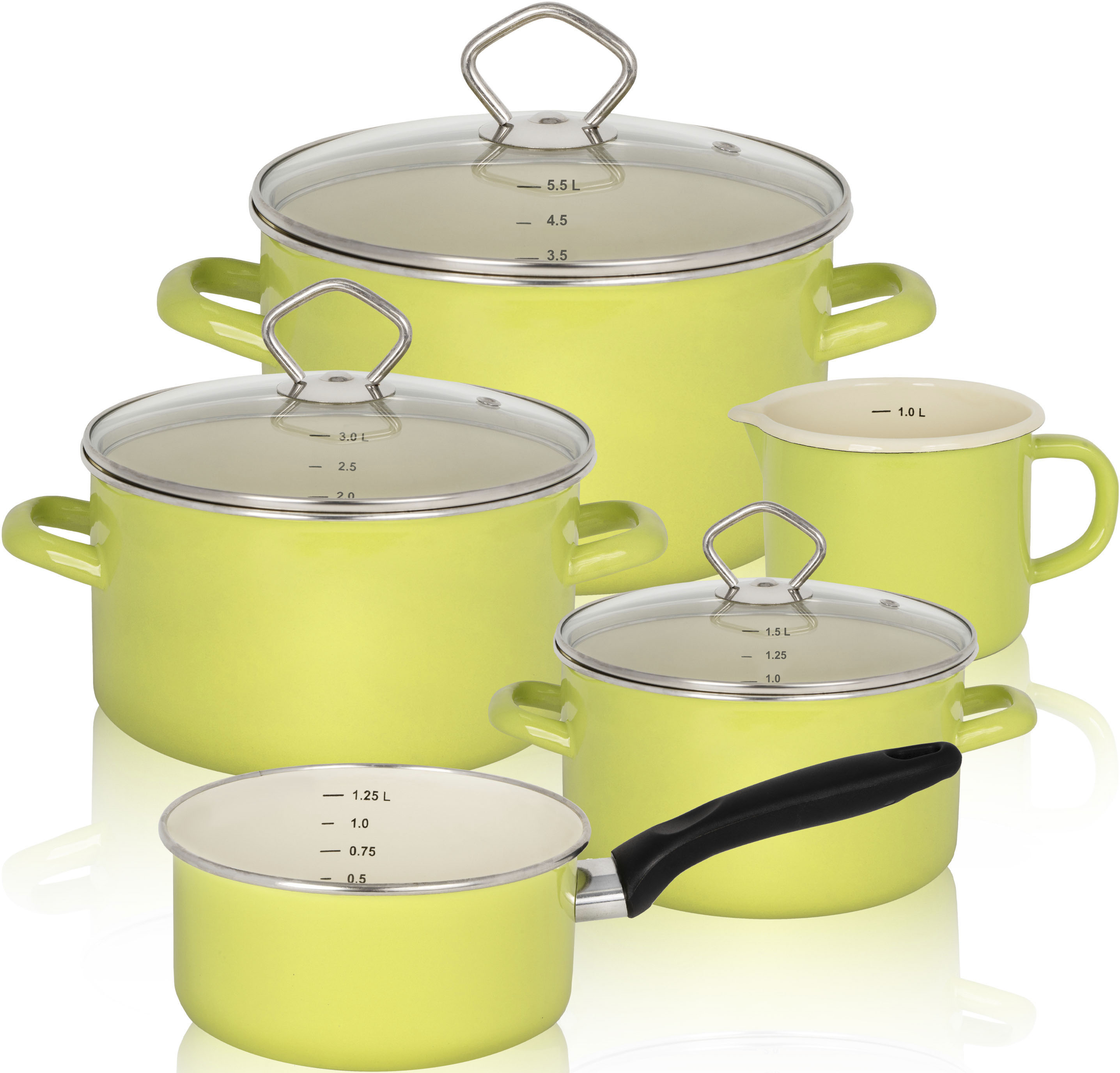 Krüger Topf-Set »Juist«, Emaille, (Set, 8 tlg., Fleischtopf 16/20/24 cm, Mi günstig online kaufen