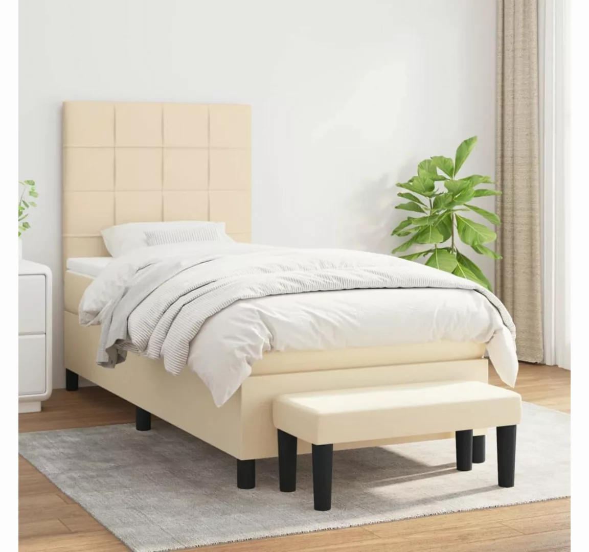 vidaXL Boxspringbett Boxspringbett mit Matratze und Fusshocker Stoff (80 x günstig online kaufen