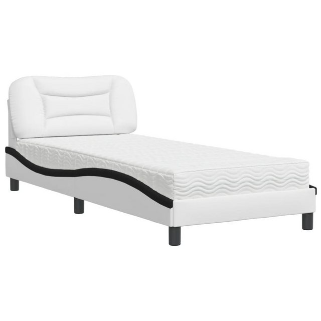 vidaXL Bett Bett mit Matratze Weiß und Schwarz 80x200 cm Kunstleder günstig online kaufen