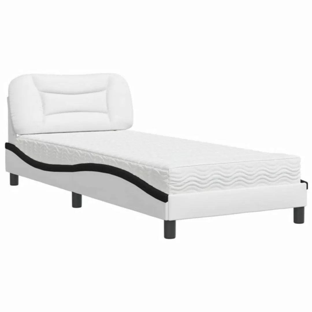 vidaXL Bett Bett mit Matratze Weiß und Schwarz 80x200 cm Kunstleder günstig online kaufen