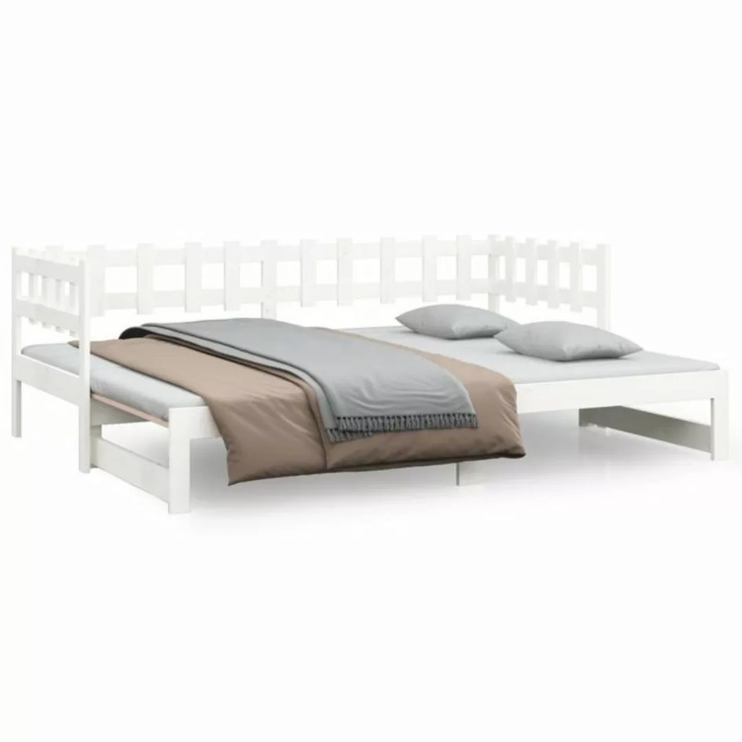 furnicato Bett Tagesbett Ausziehbar Weiß 2x(80x200) cm Massivholz Kiefer günstig online kaufen